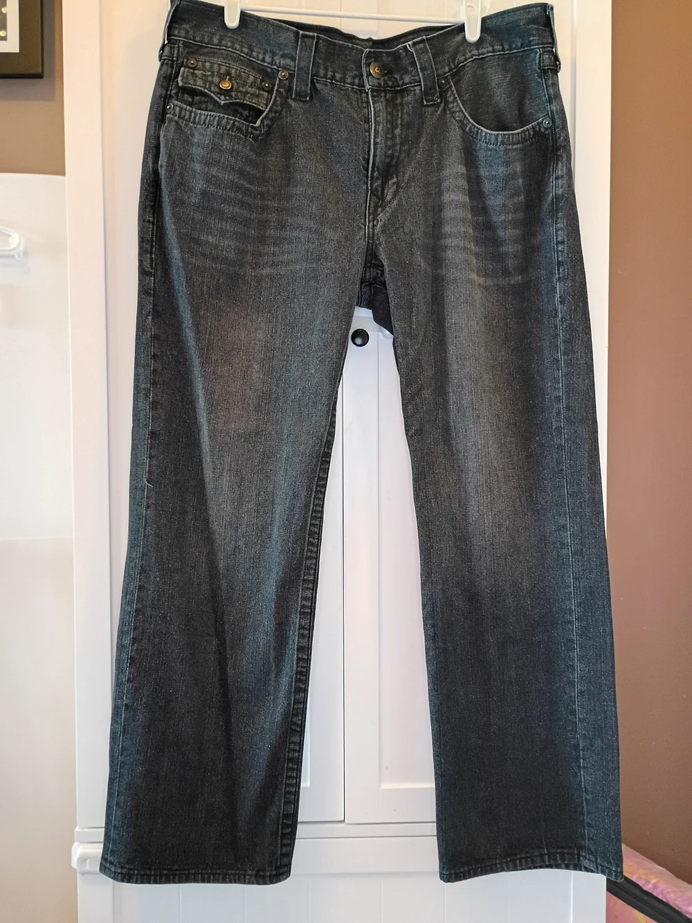 True Religion Men's Straight-Leg Jeans in Washed Black